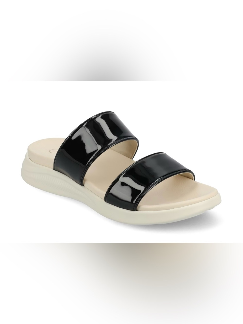Journee Collection Janis Wedge Black Patent Women’s Sandals Size 7.5